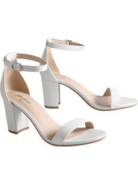 Women's White Rubber Ankis Open Toe Ankle Strap Chunky Heel Sandal 2.75 Inch